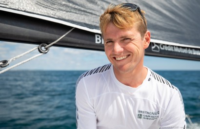 Loïs Berrehar, Skipper du Figaro Bretagne CMB Performance, le 24 mai 2019, photo © Jean-Marie LIOT