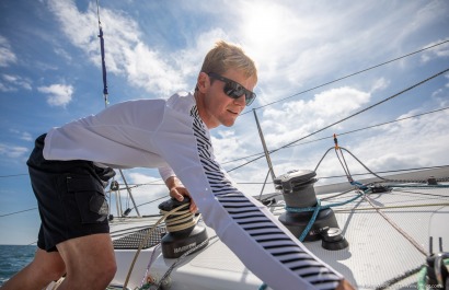 Loïs Berrehar, Skipper du Figaro Bretagne CMB Performance, le 24 mai 2019, photo © Jean-Marie LIOT