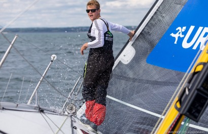 Loïs Berrehar, Skipper du Figaro Bretagne CMB Performance, le 24 mai 2019, photo © Jean-Marie LIOT