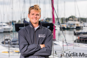 Loïs Berrehar, Skipper du Figaro Bretagne CMB Performance, le 24 mai 2019, photo © Jean-Marie LIOT