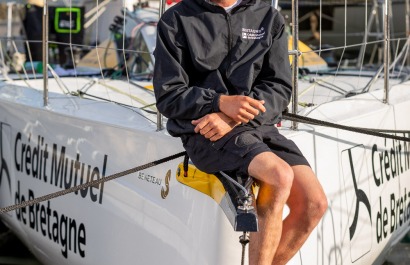 Loïs Berrehar, Skipper du Figaro Bretagne CMB Performance, le 24 mai 2019, photo © Jean-Marie LIOT