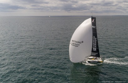 Loïs Berrehar, Skipper du Figaro Bretagne CMB Performance, le 24 mai 2019, photo © Jean-Marie LIOT