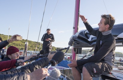 Tom Laperche, skipper du Figaro Bretagne CMB Espoir 2eme de la 1ere étape de la Solitaire Urgo Le Figaro 2019 - en mer le 06/06/