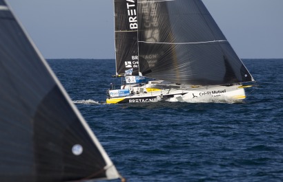 Les Figaros lors de la 3eme etape de la Solitaire Urgo Le Figaro 2019 - en mer le 17/06/2019