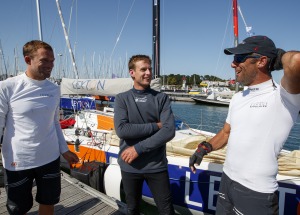 Le Podium Figaro Beneteau 3 - Sam Goodchild, Tom Laperche et Armel Le Cleac h de la Drheam Cup 2020 - La Trinite sur Mer le 21/0