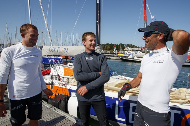 Le Podium Figaro Beneteau 3 - Sam Goodchild, Tom Laperche et Armel Le Cleac h de la Drheam Cup 2020 - La Trinite sur Mer le 21/0