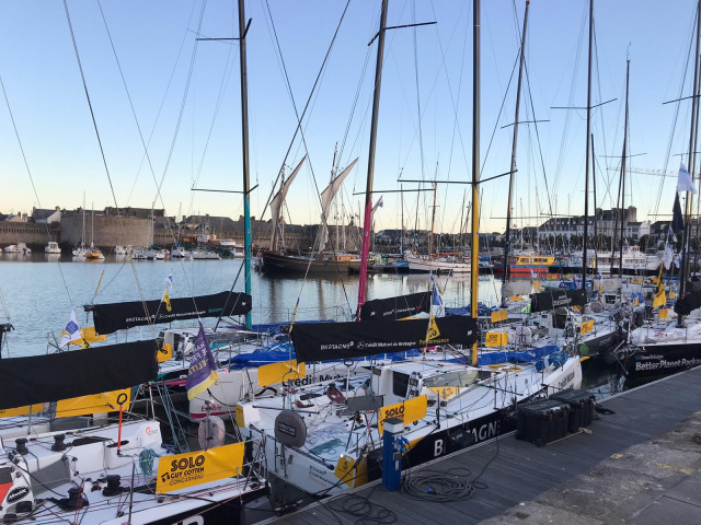 Les 3 Figaros Bretagne-CMB à Concarneau pour la Solo Guy Cotten