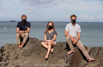 (Lois Berrehar (Team Bretagne CMB Performance), Elodie Bonafous (Team Bretagne CMB Oceane) et Tom Laperche (Team Bretagne CMB Es