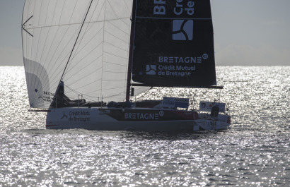 Tom Laperche (Bretagne CMB Espoir) lors de la 2eme etape de la Solitaire du Figaro entre Saint-Quay-Portrieux et Dunkerque - le 