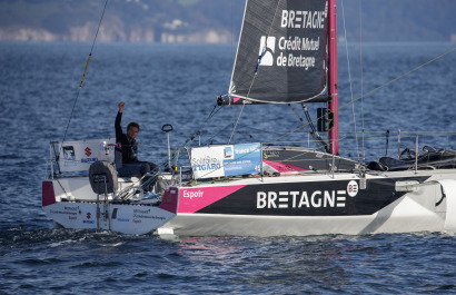 Tom Laperche (Bretagne CMB Espoir) lors de la 2eme etape de la Solitaire du Figaro entre Saint-Quay-Portrieux et Dunkerque - le 