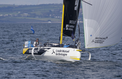 Lois Berrehar (Bretagne CMB Performance) lors de la 2eme etape de la Solitaire du Figaro entre Saint-Quay-Portrieux et Dunkerque