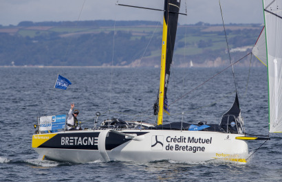 Lois Berrehar (Bretagne CMB Performance) lors de la 2eme etape de la Solitaire du Figaro entre Saint-Quay-Portrieux et Dunkerque