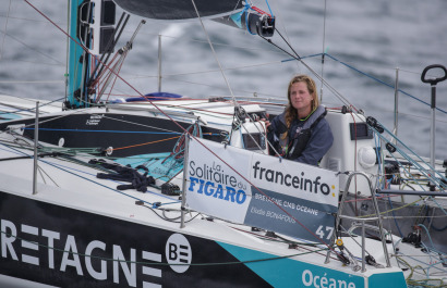 Elodie Bonafous (Bretagne CMB Oceane) lors de la 2eme etape de la Solitaire du Figaro entre Saint-Quay-Portrieux et Dunkerque - 