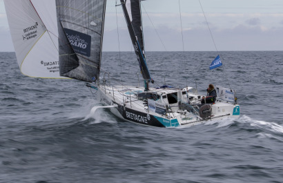 Elodie Bonafous (Bretagne CMB Oceane) lors de la 2eme etape de la Solitaire du Figaro entre Saint-Quay-Portrieux et Dunkerque - 