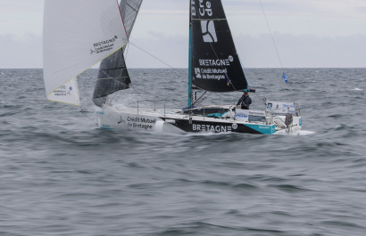 Elodie Bonafous (Bretagne CMB Oceane) lors de la 2eme etape de la Solitaire du Figaro entre Saint-Quay-Portrieux et Dunkerque - 