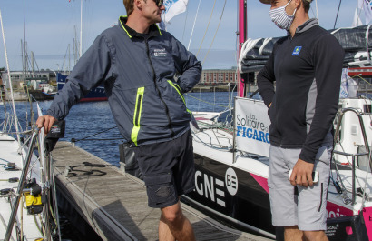 Ambiance sur les pontons avant le depart de la 3eme etape de la Solitaire du Figaro entre Dunkerque et Saint Nazaire - le 12/09/