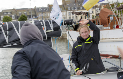 Ambiance sur le ponton avant le depart de la Transat en Double Concarneau-Saint Barthelemy le 12/05/2021