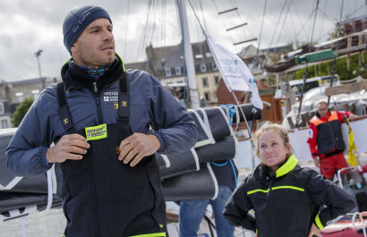 Ambiance sur le ponton avant le depart de la Transat en Double Concarneau-Saint Barthelemy le 12/05/2021