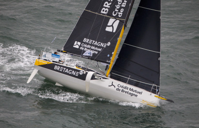 Tom Laperche et Lois Berrehar a bord du Figaro Bretagne CMB Performance lors du prologue de la Transat en Double Concarneau-Sain